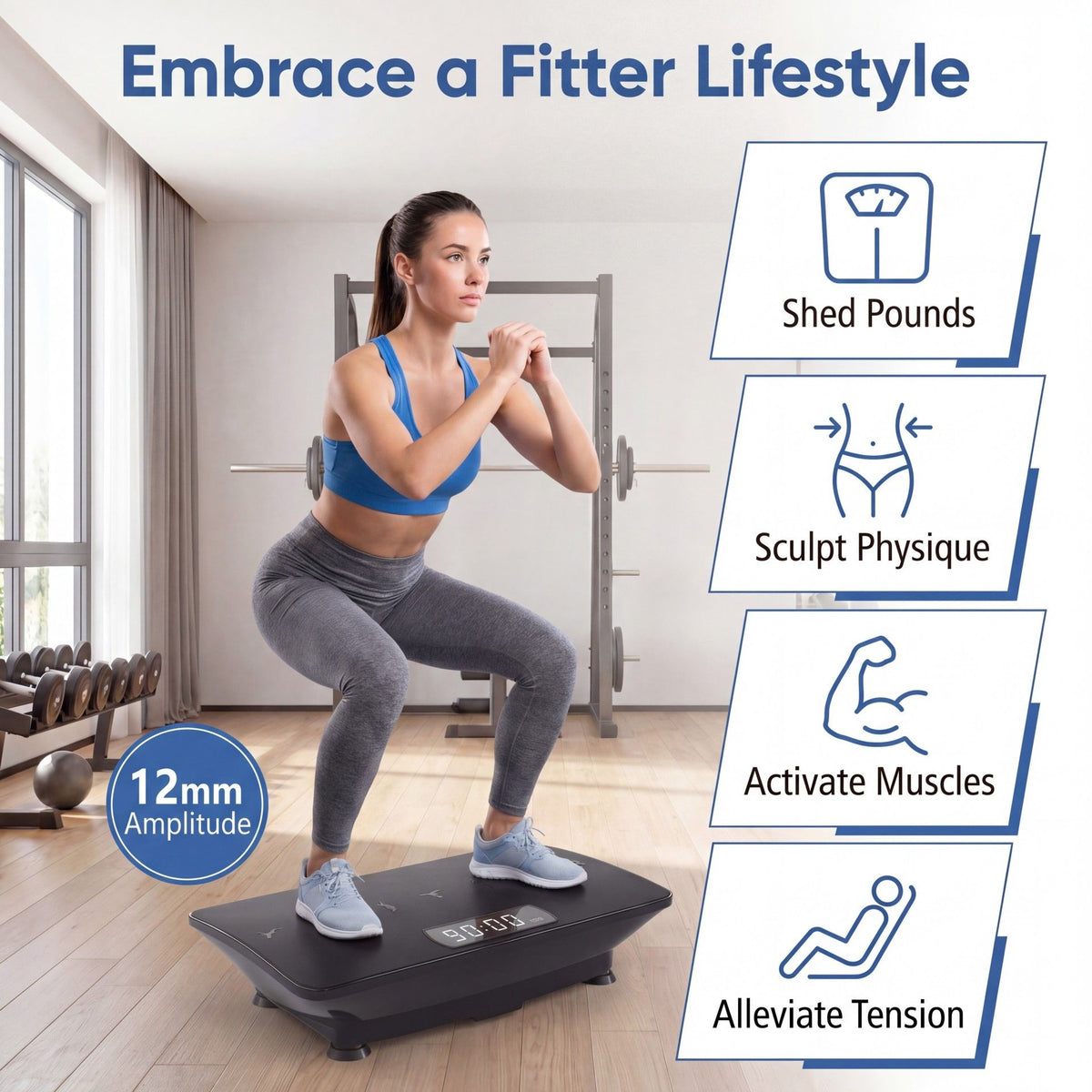 Vibration Plate Exercise Machine with Gravity Sensor and Bluetooth