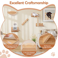 Wall-Mounted Cat Shelves Cat Wall Furniture Set of 4 with Hammock 2-step Cat Tree
