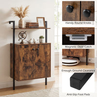 Wall Mount Bookcase with Double-Door Cabinet and Heavy-Duty Metal Frame for Living Room