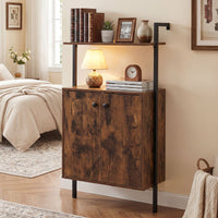 Wall Mount Bookcase with Double-Door Cabinet and Heavy-Duty Metal Frame for Living Room