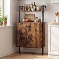 Wall Mount Bookcase with Double-Door Cabinet and Heavy-Duty Metal Frame for Living Room