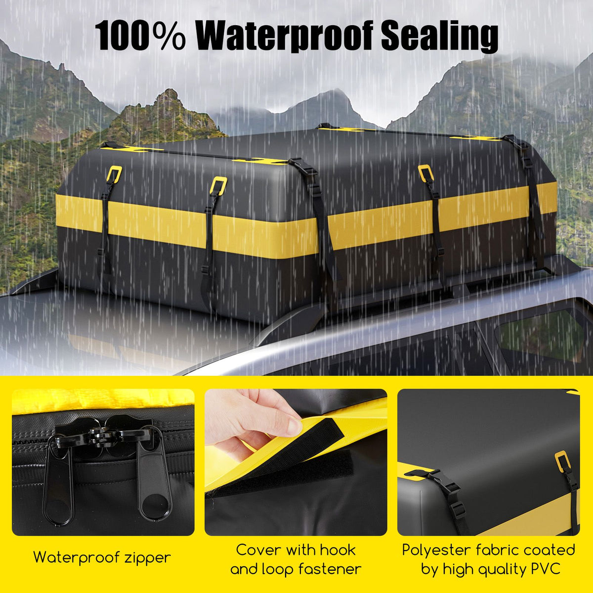 Waterproof Heavy Duty Car Roof Bag for All Vehicles with Anti-slip Mat and Luggage Lock