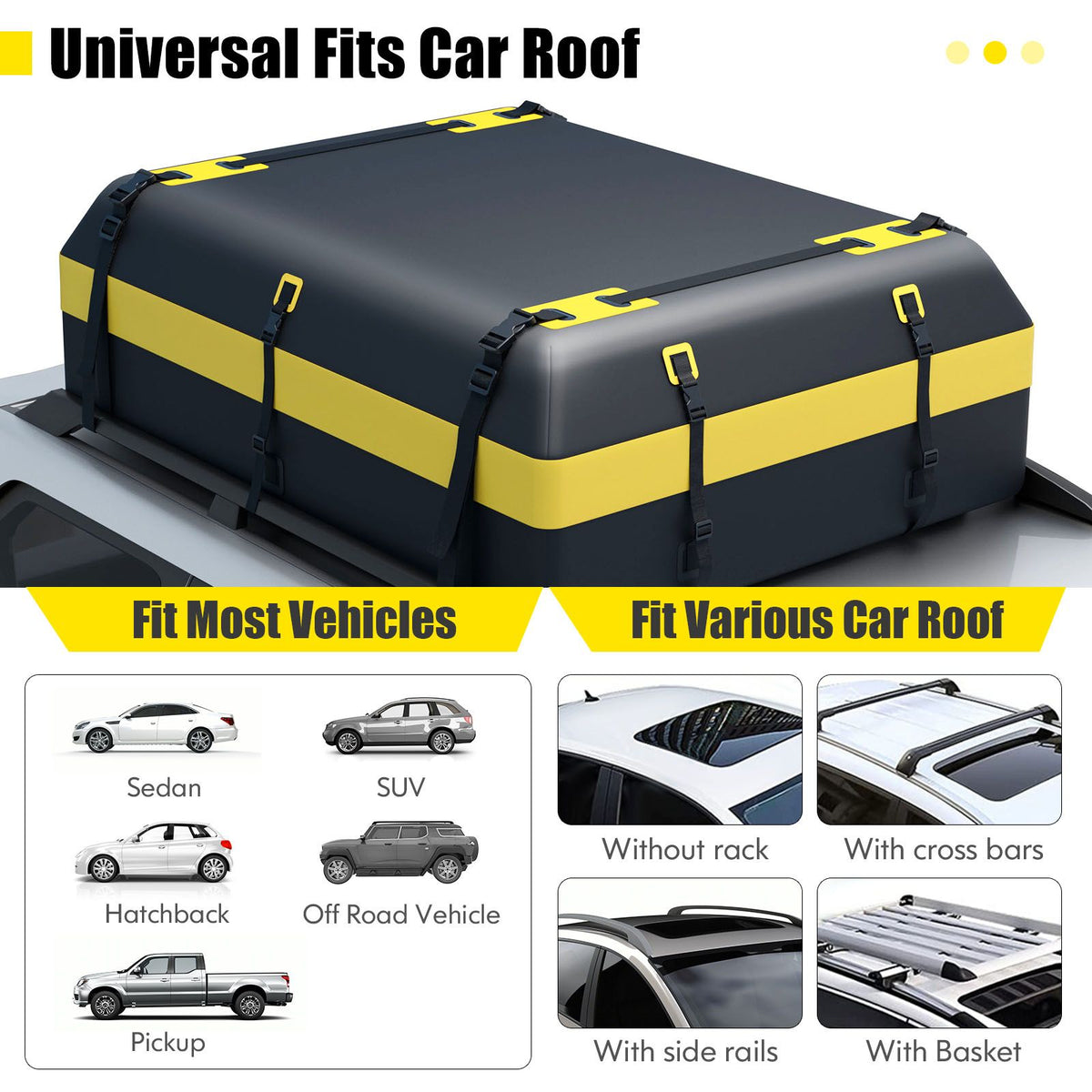 Waterproof Heavy Duty Car Roof Bag for All Vehicles with Anti-slip Mat and Luggage Lock