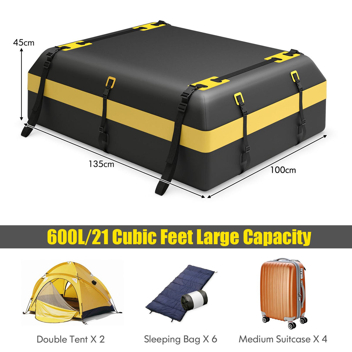 Waterproof Heavy Duty Car Roof Bag for All Vehicles with Anti-slip Mat and Luggage Lock