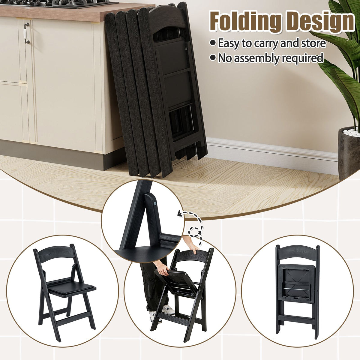 4-Pack Weatherproof Folding Chairs for Patio and Office