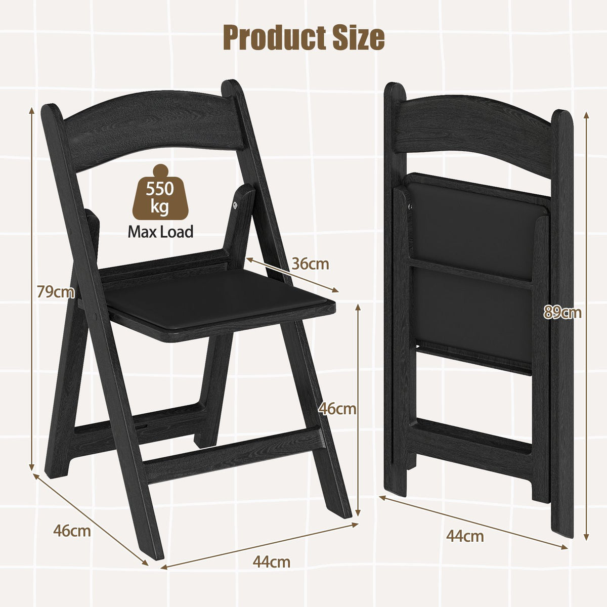 4-Pack Weatherproof Folding Chairs for Patio and Office