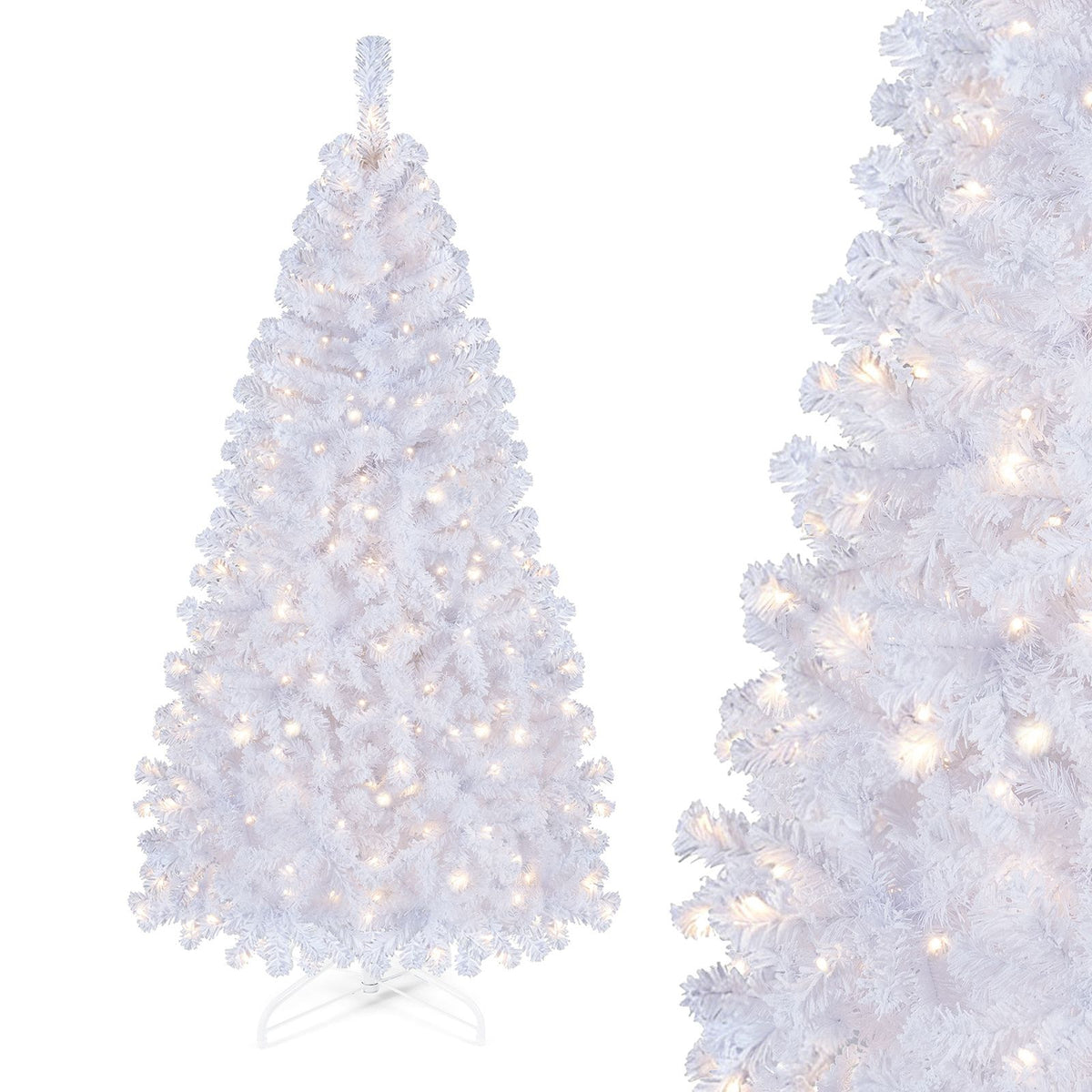White Christmas Tree with LED Lights and 8 Lighting Effects for Christmas Decoration