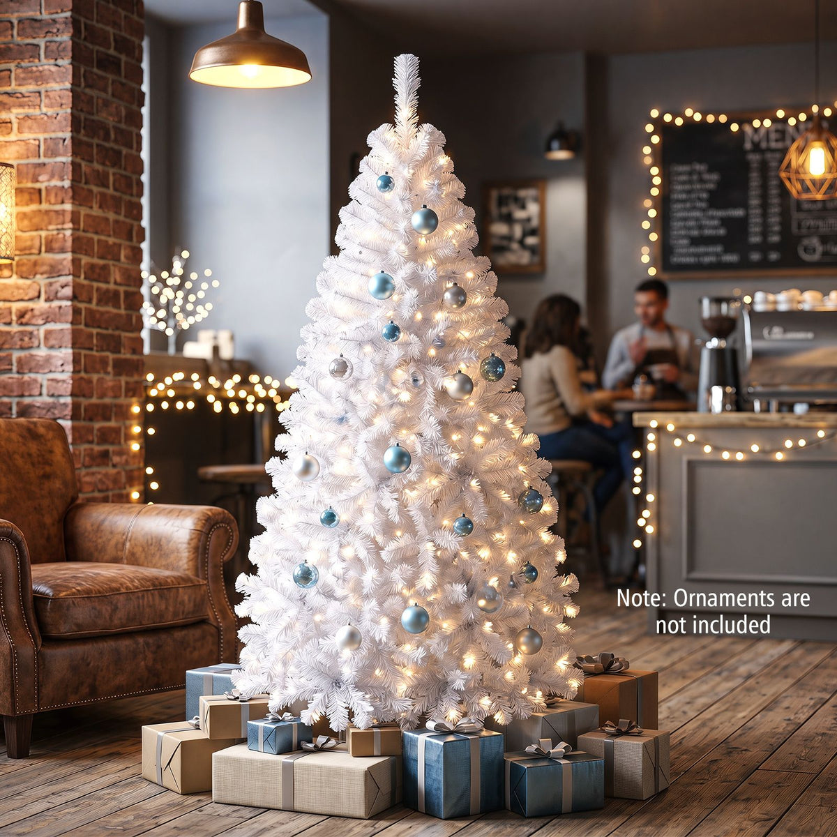 White Christmas Tree with LED Lights and 8 Lighting Effects for Christmas Decoration