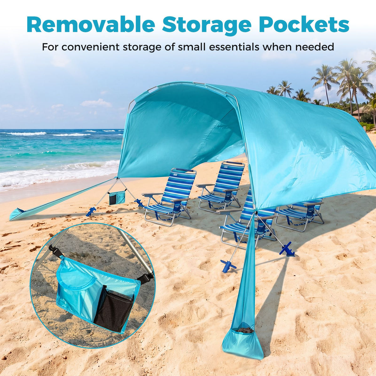 Wind Powered Beach Tent for 8 People with UPF50+ Protection for Beach