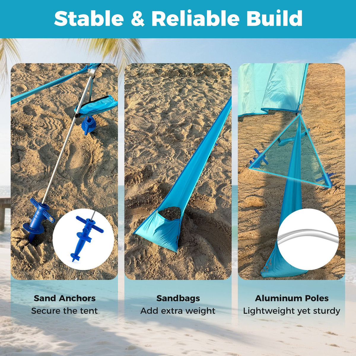 Wind Powered Beach Tent for 8 People with UPF50+ Protection for Beach