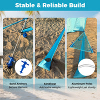 Wind Powered Beach Tent for 8 People with UPF50+ Protection for Beach
