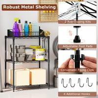 3/4/5/6-Tier Wire Shelving Unit with 4 Hooks and 204/272/340/408 kg Load Capacity