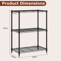 3/4/5/6-Tier Wire Shelving Unit with 4 Hooks and 204/272/340/408 kg Load Capacity