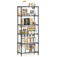 3/4/5/6-Tier Wire Shelving Unit with 4 Hooks and 204/272/340/408 kg Load Capacity