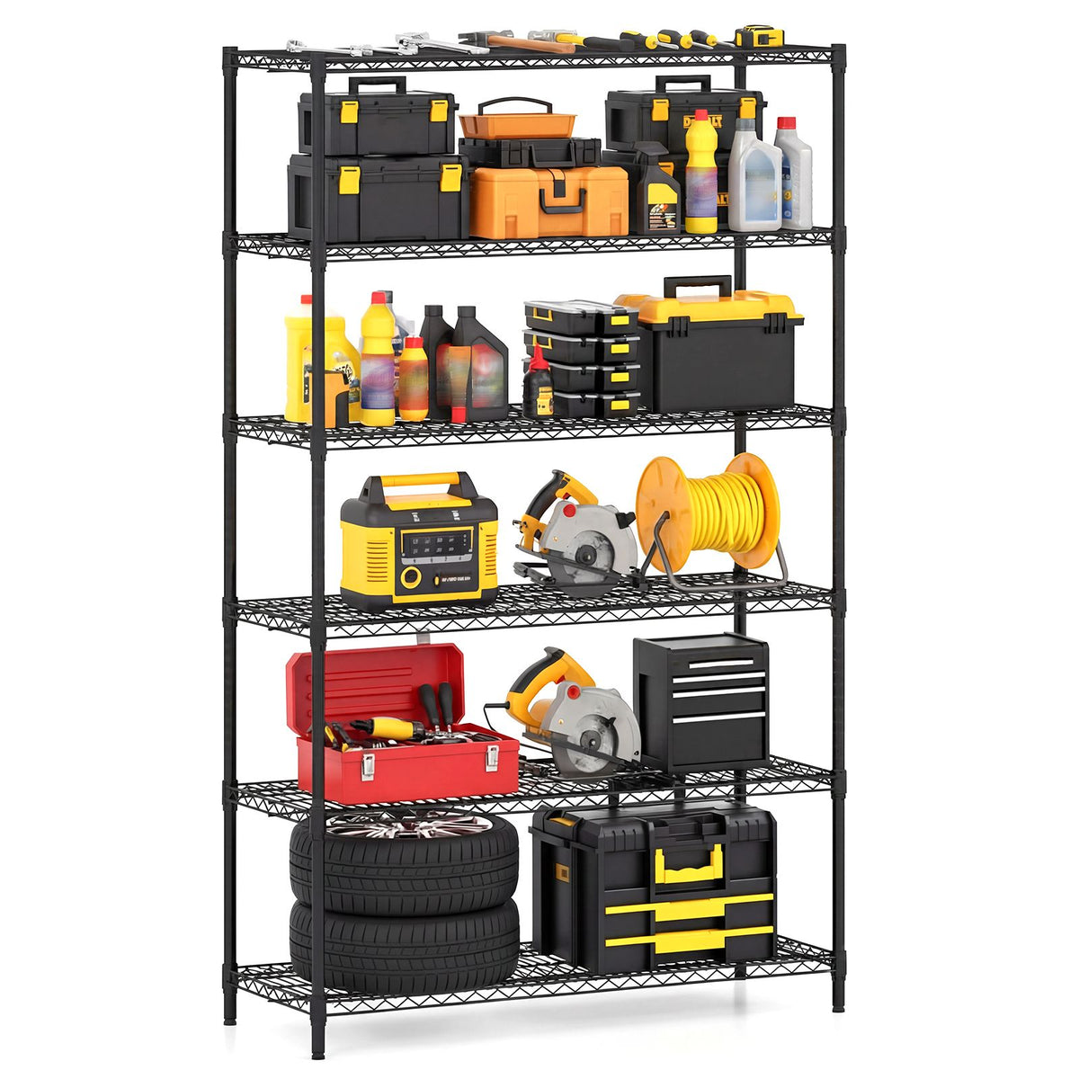 4/5/6-Tier Wire Shelving Unit with 1452/1815/2178 kg Load Capacity