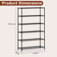 4/5/6-Tier Wire Shelving Unit with 1452/1815/2178 kg Load Capacity