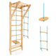 Wood Stall Bar with Swedish Wall Pull Up Bar Rope Ladder and Trapeze