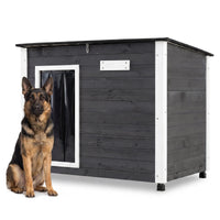 Wooden Dog House Outdoor Weatherproof with PVC Curtain 2 Size