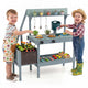 Kids Mud Kitchen, Wooden Play Kitchen with Planter Box, Stoves, Water Tank, Sink & 9 Accessories, Outdoor Pretend Kitchen Playset for Toddlers Aged 3+