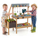 Kids Mud Kitchen, Wooden Play Kitchen with Planter Box, Stoves, Water Tank, Sink & 9 Accessories, Outdoor Pretend Kitchen Playset for Toddlers Aged 3+
