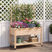 Wooden Raised Garden Bed with Trellis Liner and Drainage Holes for Climbing Plant