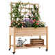 Wooden Raised Garden Bed with Trellis Liner and Drainage Holes for Climbing Plant