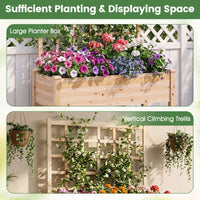 Wooden Raised Garden Bed with Trellis Liner and Drainage Holes for Climbing Plant