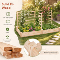 Wooden Raised Garden Bed wiyh 3 Trellises Rectangular and Planter Boxes for Vegetables