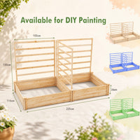 Wooden Raised Garden Bed wiyh 3 Trellises Rectangular and Planter Boxes for Vegetables