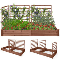 Wooden Raised Garden Bed wiyh 3 Trellises Rectangular and Planter Boxes for Vegetables