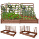 Wooden Raised Garden Bed with 3 Trellises Rectangular and Planter Boxes for Vegetables