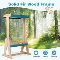 Wooden Fir Frame Easel for Kids with Transparent Board and Storage Trays