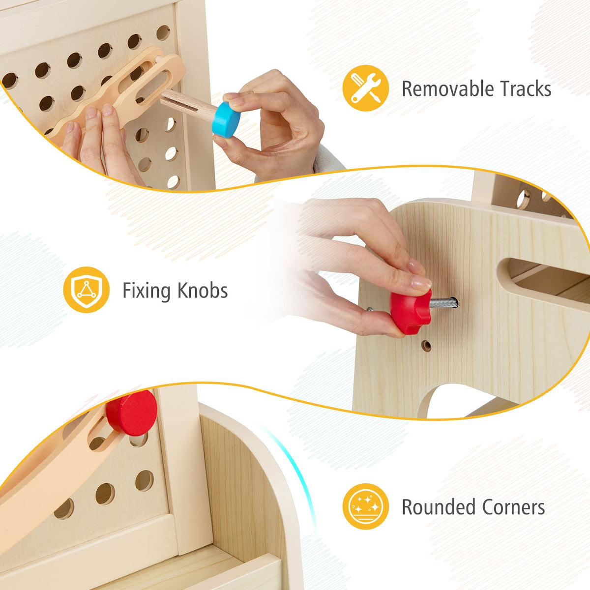 2-in-1 Easel for Kids Wooden Art Easel with Magnetic Whiteboard and Marble Run