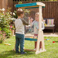 Wooden Fir Frame Easel for Kids with Transparent Board and Storage Trays