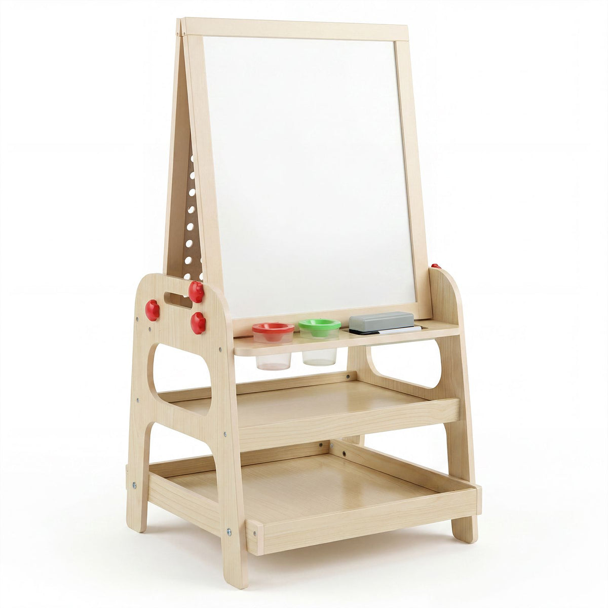 2-in-1 Easel for Kids Wooden Art Easel with Magnetic Whiteboard and Marble Run