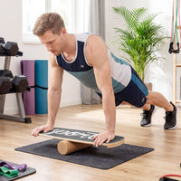 Wooden Balance Board Trainer with Cork Roller and Stoppers for Snowboard Training