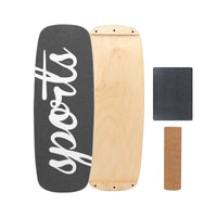 Wooden Balance Board Trainer with Cork Roller and Stoppers for Snowboard Training