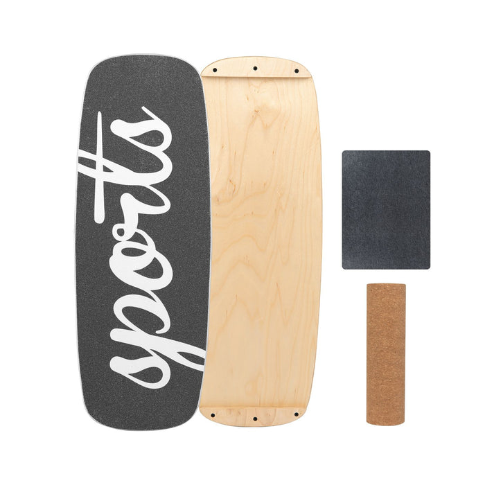 Wooden Balance Board Trainer with Cork Roller and Stoppers for Snowboard Training