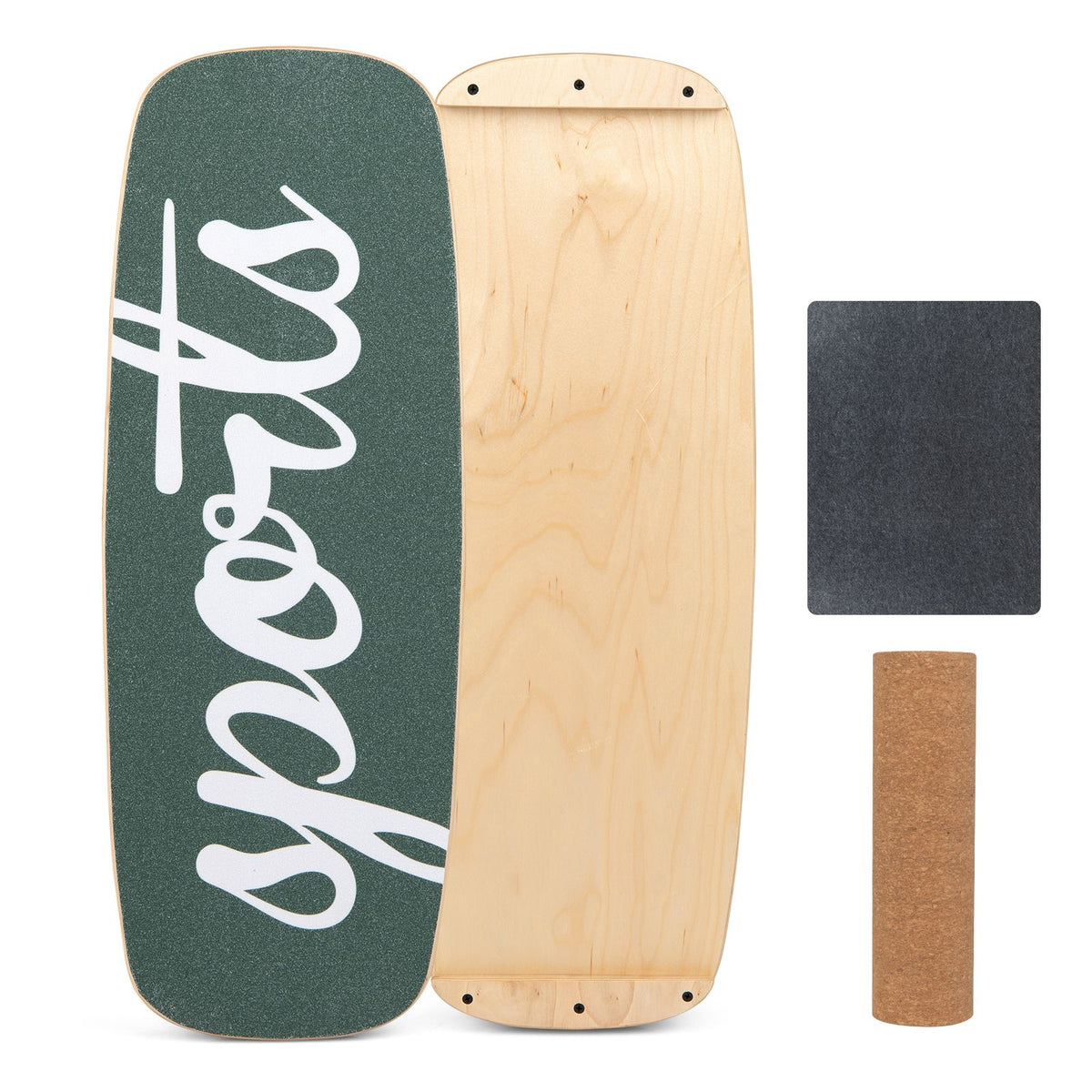 Wooden Balance Board Trainer with Cork Roller and Stoppers for Snowboard Training