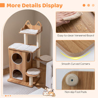 Wooden Cat Tree 48 Inch Cat Tower for Indoor Cats with 2-floor Condo