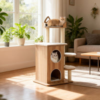 Wooden Cat Tree 48 Inch Cat Tower for Indoor Cats with 2-floor Condo