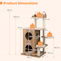 Wooden Cat Tree 48 Inch Cat Tower for Indoor Cats with 2-floor Condo