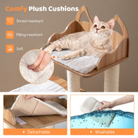 Wooden Cat Tree 48 Inch Cat Tower for Indoor Cats with 2-floor Condo