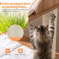Wooden Cat Tree 48 Inch Cat Tower for Indoor Cats with 2-floor Condo