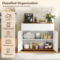 Wooden Coffee Bar Station Table with 1 Drawer and 2 Doors for Kitchen