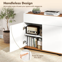 Wooden Coffee Bar Station Table with 1 Drawer and 2 Doors for Kitchen