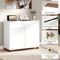 Wooden Coffee Bar Station Table with 1 Drawer and 2 Doors for Kitchen