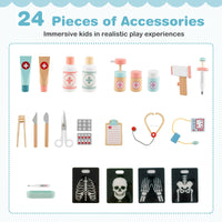Wooden Doctor Play Set with 24 Pieces Toy Accessories for Kids