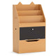 Wooden Kids Bookshelf and Toy Storage Toddler Book Rack with Movable Storage Drawer