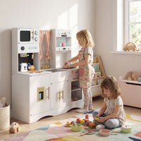 Wooden Kids Kitchen Playset with Microwave Sink for Ages 3+